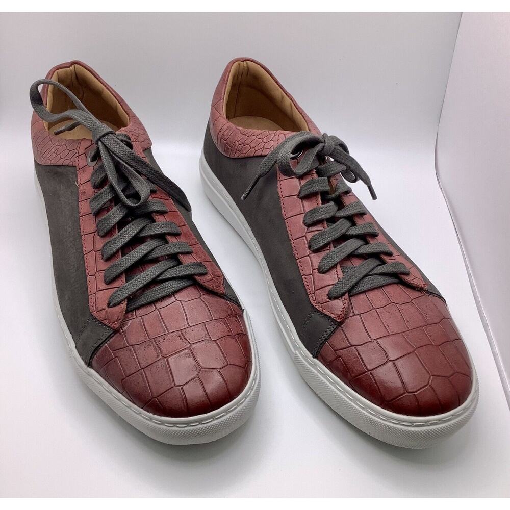Brothers United Arkansas Size 11 Luxury Leather Sneakers Trainers Ruby Crocodile